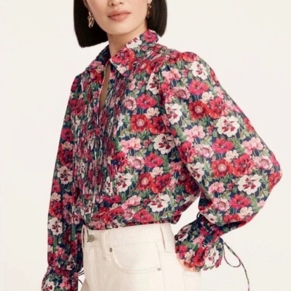 J. Crew Scalloped-sleeve top in Liberty Poppy Amelie floral Size M - Picture 6 of 7